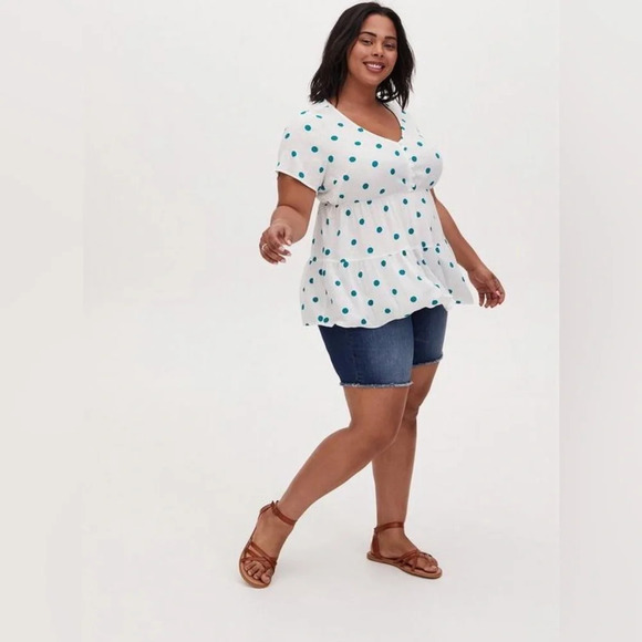 NWT Torrid Rayon Slub Tiered Buttoned-Front Top Polka Dot size 3X - Picture 2 of 11